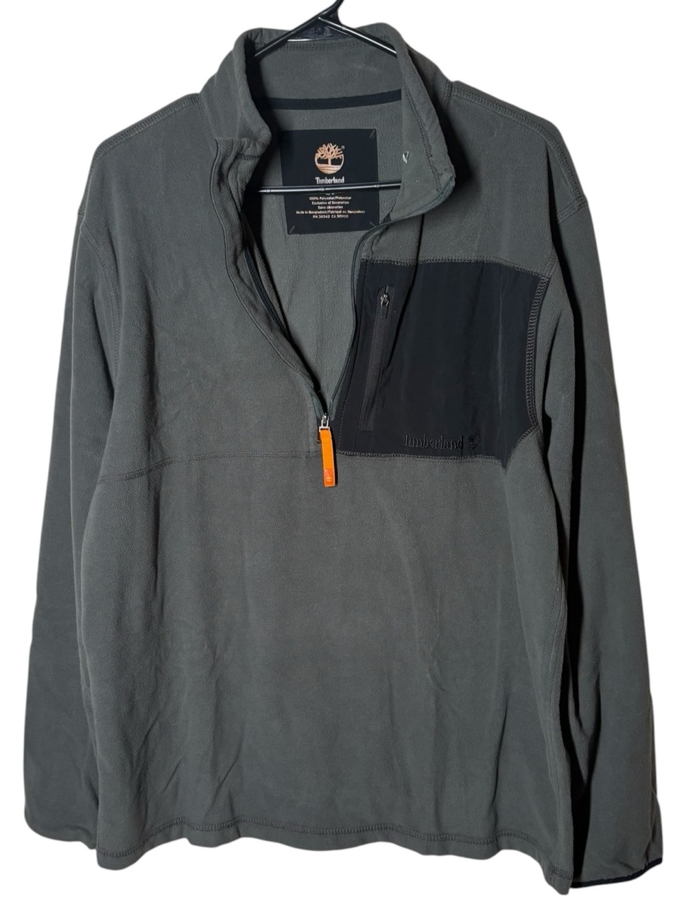 Timberland Black and Light Gray Two-Tone Fleece Pullover L